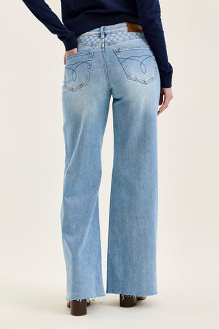 Lux Quilted Blue Retro Wide Leg