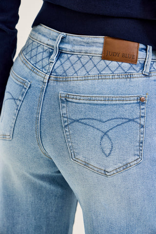 Lux Quilted Blue Retro Wide Leg