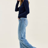 Lux Brushed Indigo Vintage Wide Leg