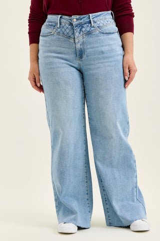 Lux Quilted Blue Retro Wide Leg - PLUS