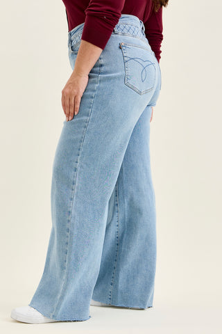 Lux Quilted Blue Retro Wide Leg - PLUS
