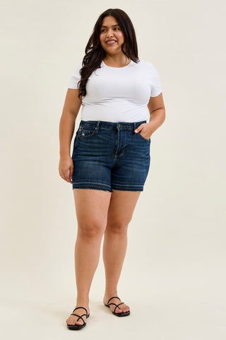 Erin Tummy Control Distressed Release Hem Shorts - PLUS