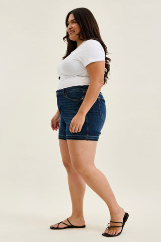 Erin Tummy Control Distressed Release Hem Shorts - PLUS