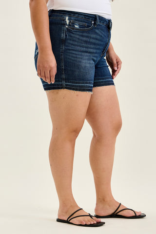 Erin Tummy Control Distressed Release Hem Shorts - PLUS