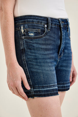 Erin Tummy Control Distressed Release Hem Shorts