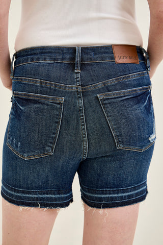 Erin Tummy Control Distressed Release Hem Shorts
