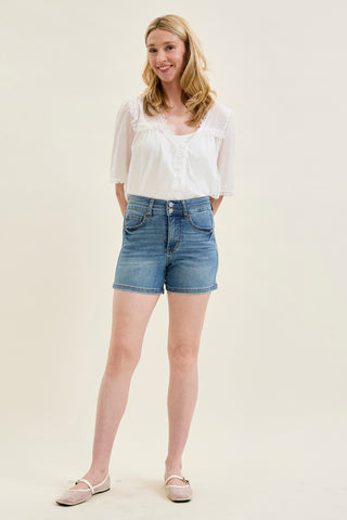 Erin Tummy Control Cool Denim Double Waistband Shorts