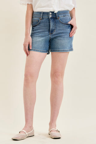Erin Tummy Control Cool Denim Double Waistband Shorts