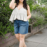 Jane 2-Button Mid Length Dad Shorts - PLUS