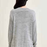 Slouchy V-Neck Off Shoulder Grey Sweater