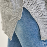 Slouchy V-Neck Off Shoulder Grey Sweater