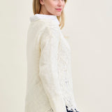 Cable Front Fringe Pullover White Sweater