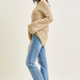 V-Neck Cut Out Pullover Beige Sweater