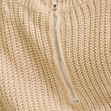 V-Neck Cut Out Pullover Beige Sweater