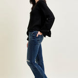 Tie Sleeve Pullover Black Sweater