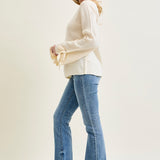Tie Sleeve Pullover White Sweater