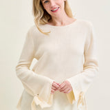 Tie Sleeve Pullover White Sweater
