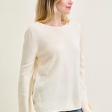 Tie Sleeve Pullover White Sweater