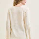 Tie Sleeve Pullover White Sweater