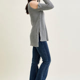 Cold Shoulder Pullover Grey Sweater