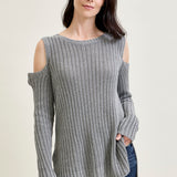 Cold Shoulder Pullover Grey Sweater