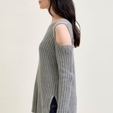 Cold Shoulder Pullover Grey Sweater