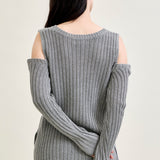 Cold Shoulder Pullover Grey Sweater