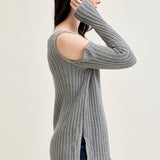 Cold Shoulder Pullover Grey Sweater