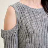 Cold Shoulder Pullover Grey Sweater