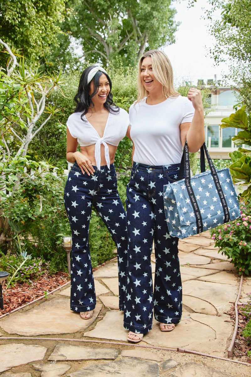 Lexy Rinse Wash Star Print Flare
