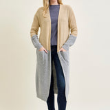Long Duster Cardigan Beige Sweater