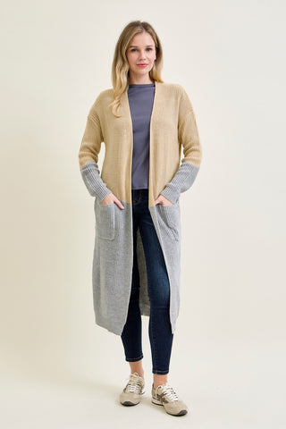 Long Duster Cardigan Beige Sweater