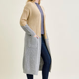 Long Duster Cardigan Beige Sweater