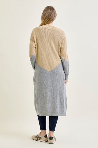 Long Duster Cardigan Beige Sweater