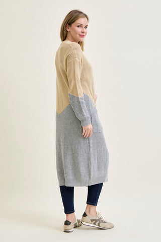 Long Duster Cardigan Beige Sweater