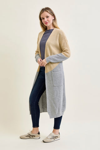Long Duster Cardigan Beige Sweater