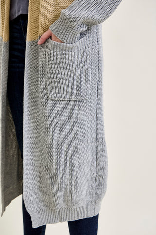 Long Duster Cardigan Beige Sweater