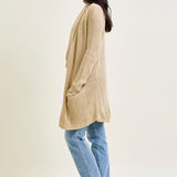 Drape Front Cardigan Beige Sweater