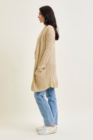 Drape Front Cardigan Beige Sweater