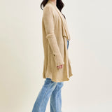 Drape Front Cardigan Beige Sweater