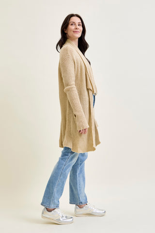 Drape Front Cardigan Beige Sweater