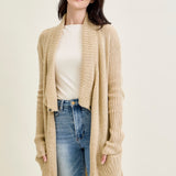 Drape Front Cardigan Beige Sweater