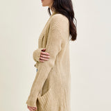 Drape Front Cardigan Beige Sweater