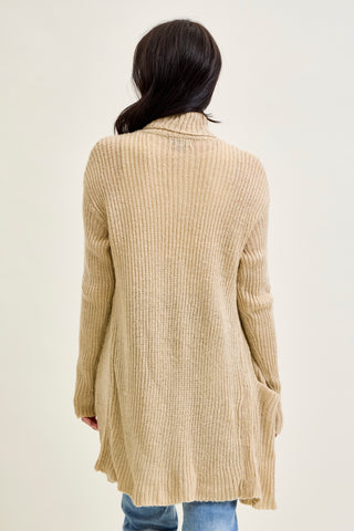 Drape Front Cardigan Beige Sweater