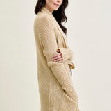 Drape Front Cardigan Beige Sweater
