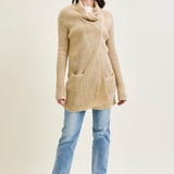 Drape Front Cardigan Beige Sweater