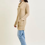 Drape Front Cardigan Beige Sweater