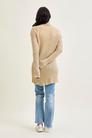 Drape Front Cardigan Beige Sweater