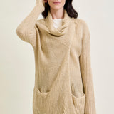Drape Front Cardigan Beige Sweater