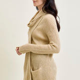 Drape Front Cardigan Beige Sweater